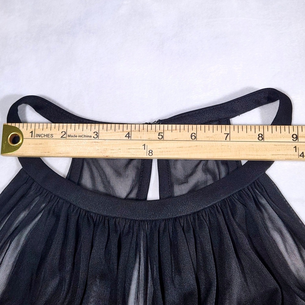 David's Bridal Cocktail Dress Womens 14 Black Polyester Ruched Halter F15612 - Picture 5 of 15